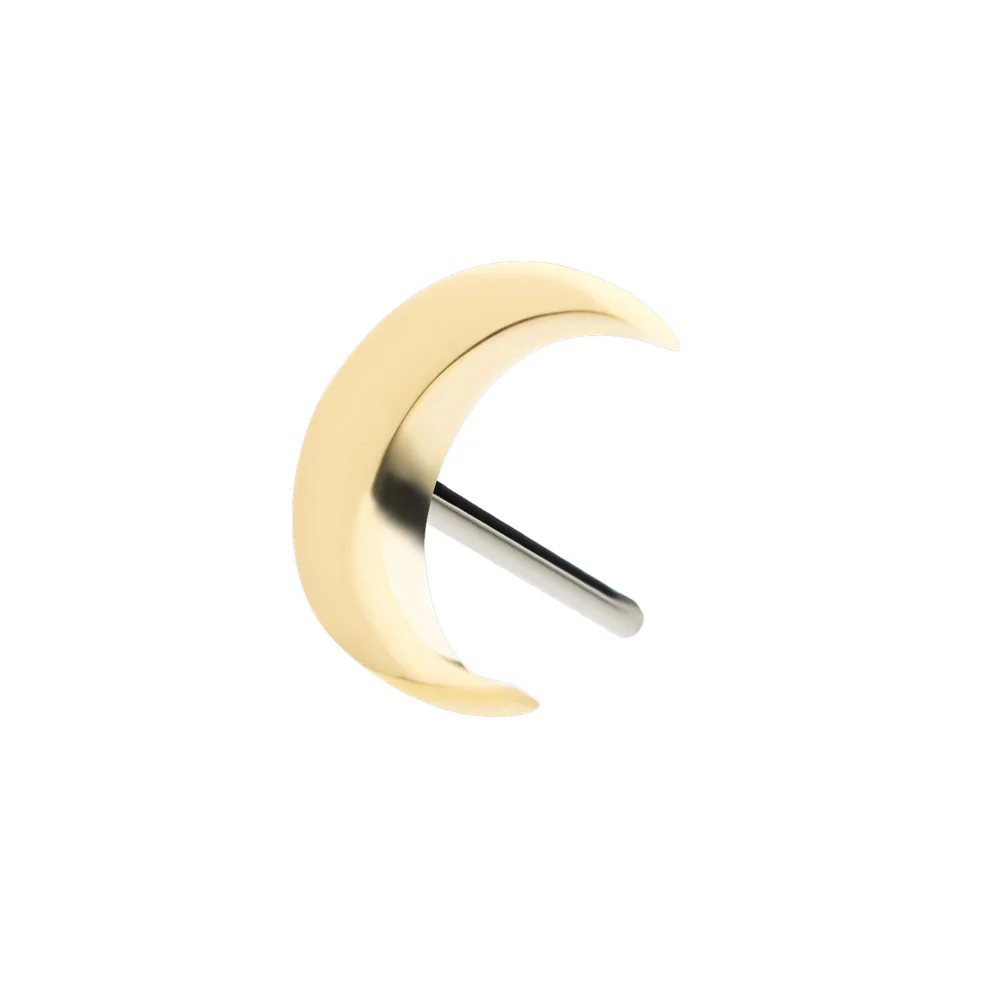 Måne i 14k guld - Push fit topp - Threadless piercingsmycke från Invictus - Image 3