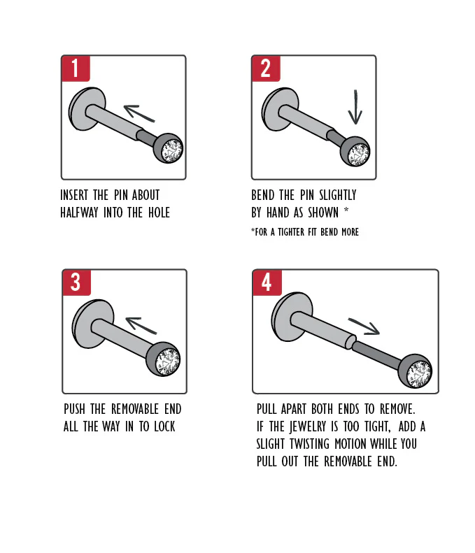 Vit kristall - Push fit topp med 18k PVD guldplätering - Threadless piercingsmycke i nickelfritt kobolt-krom - Image 5